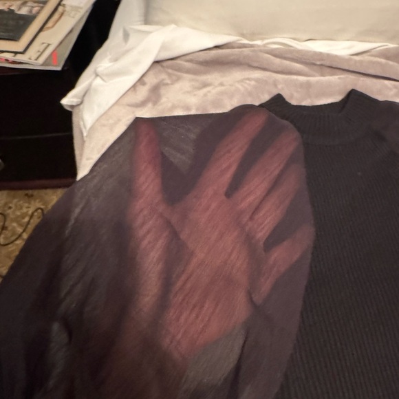 French Connection Ribbed Top with Chiffon Sleeves - Picture 3 of 3